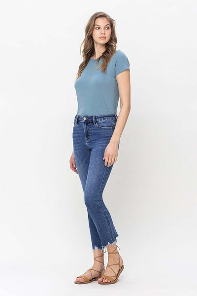 VERVET BY FLYING MONKEY HIGH RISE CROP SLIM STRAIGHT JEANS-DS-Jeans-MODE-Couture-Boutique-Womens-Clothing