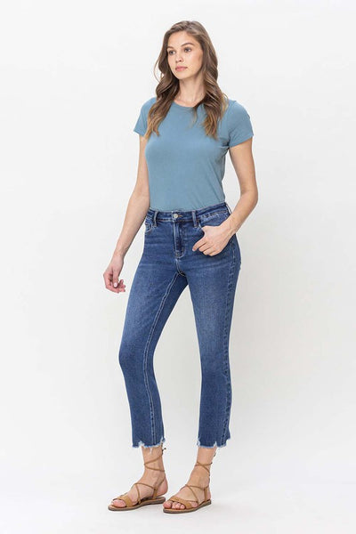 VERVET BY FLYING MONKEY HIGH RISE CROP SLIM STRAIGHT JEANS-DS-Jeans-MODE-Couture-Boutique-Womens-Clothing