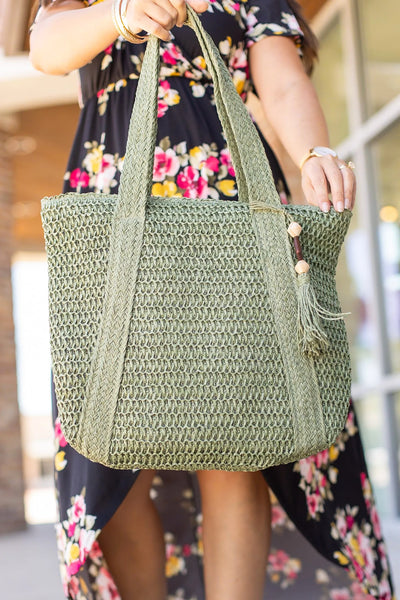 CLASSIC WOVEN BAG IN OLIVE-BAGS-MODE-Couture-Boutique-Womens-Clothing