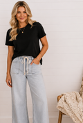 JAMISON SHORT SLEEVE COTTON TEE IN BLACK-TEE-MODE-Couture-Boutique-Womens-Clothing