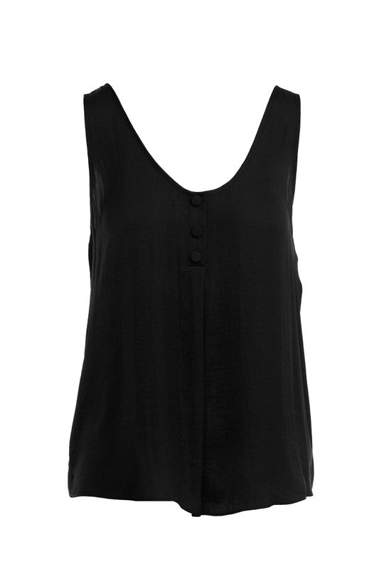 ABBIE BUTTON FRONT TANK IN BLACK-tank top-MODE-Couture-Boutique-Womens-Clothing