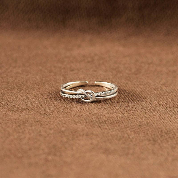 DOUBLE BAND KNOT STACKING RING 925 STERLING SILVER IN ROSE GOLD-RING-MODE-Couture-Boutique-Womens-Clothing