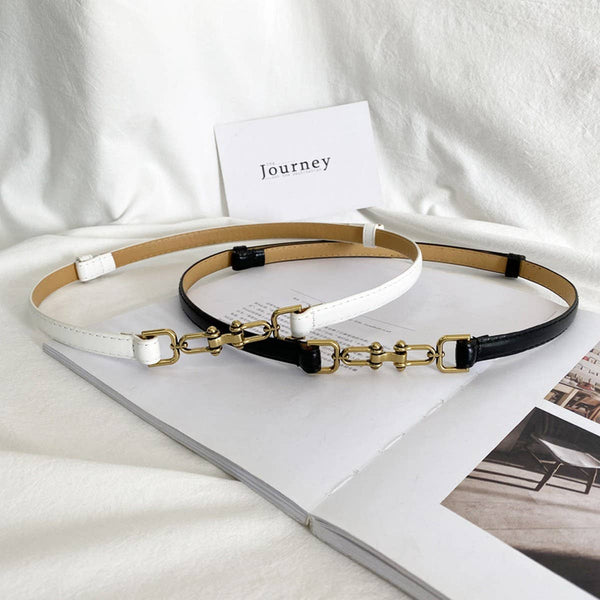 WAIST-HUGGING VINTAGE MATTE THIN BELT_CWABE0647: White / (OS) 2-MODE-Couture-Boutique-Womens-Clothing