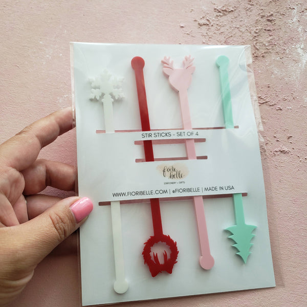 ACRYLIC CHRISTMAS STIR STICKS ASSORTED-BARWARE-MODE-Couture-Boutique-Womens-Clothing