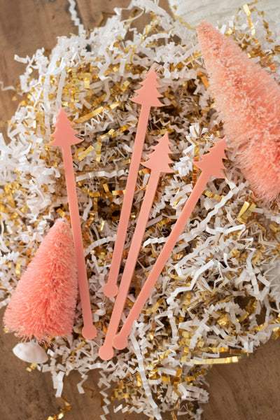 PINK CHRISTMAS ACRYLIC STIR STICKS ASSORTED-BARWARE-MODE-Couture-Boutique-Womens-Clothing