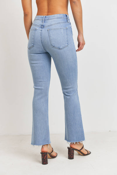 HIGH RISE TONAL CROP FLARE IN LIGHT WASH BY JUST BLACK DENIM-Jeans-MODE-Couture-Boutique-Womens-Clothing