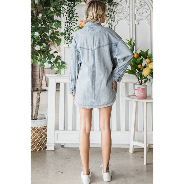 MEET ME IN THE MIDDLE CARGO POCKET WASHED DENIM OVERSHIRT JACKET IN MEDIUM WASH-SHACKET-MODE-Couture-Boutique-Womens-Clothing