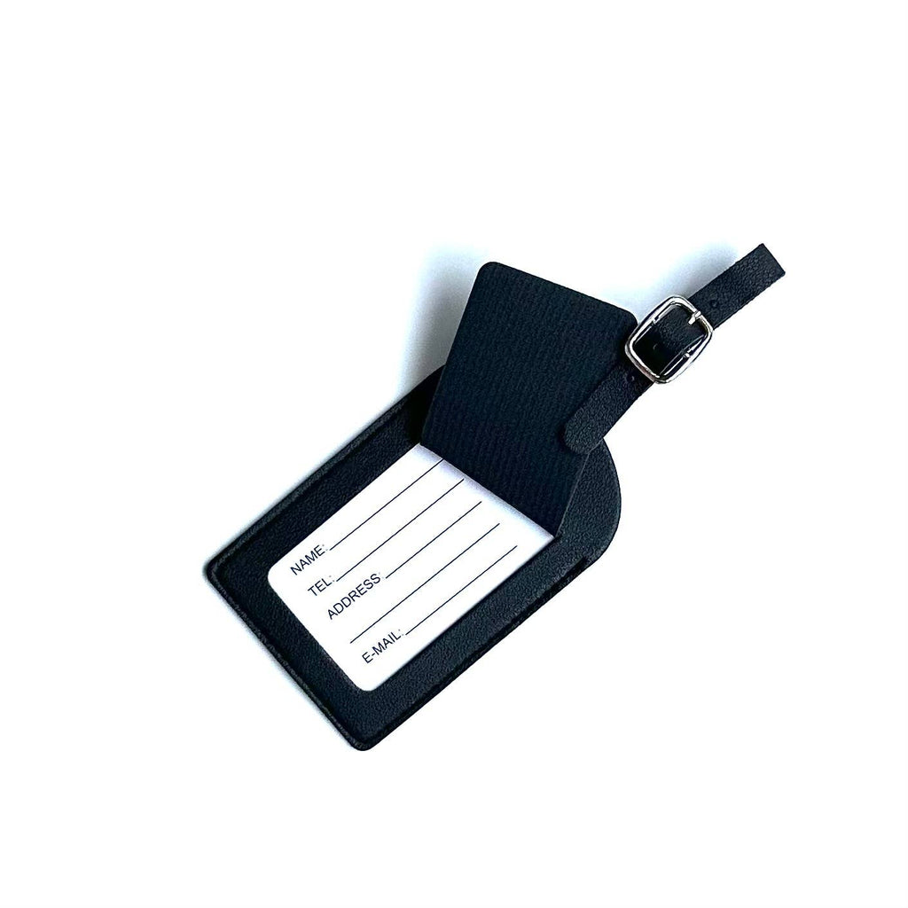 SOFT PU LEATHER TRAVEL LUGGAGE TAG IN BLACK-MODE-Couture-Boutique-Womens-Clothing