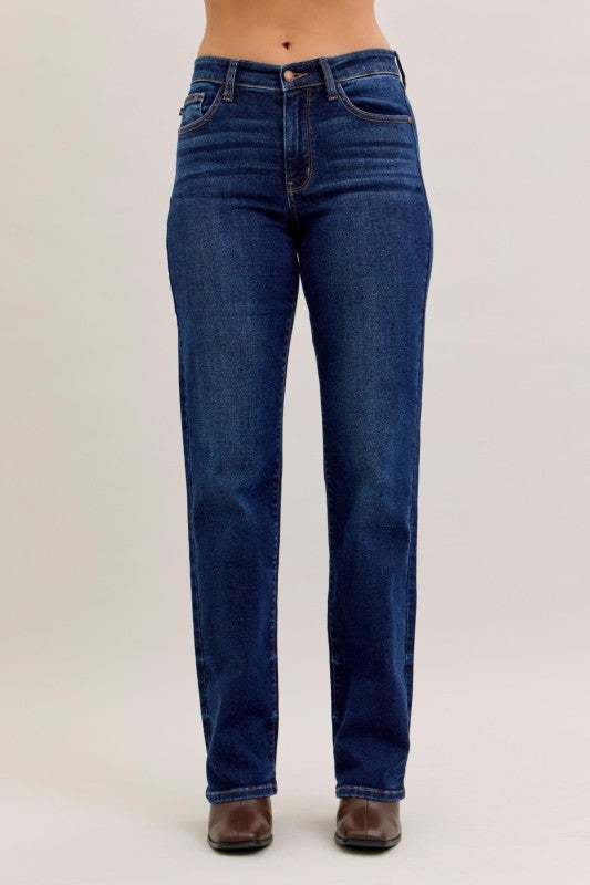 MID RISE STRAIGHT JEAN IN DARK DENIM