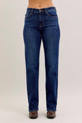 MID RISE STRAIGHT JEAN IN DARK DENIM