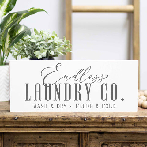 ENDLESS LAUNDRY CO WOOD SIGN-MODE-Couture-Boutique-Womens-Clothing