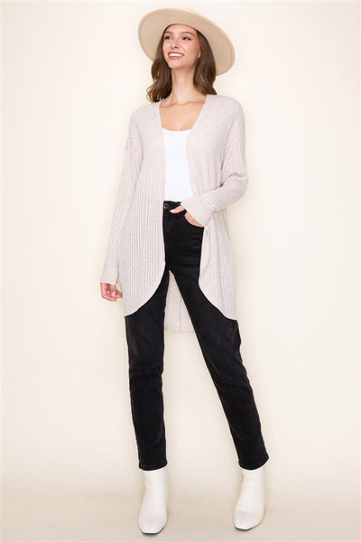 SUNDAY MORNING BRUNCH COCOON CARDIGAN IN TAUPE-Tops-MODE-Couture-Boutique-Womens-Clothing