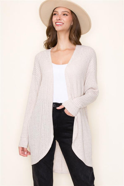 SUNDAY MORNING BRUNCH COCOON CARDIGAN IN TAUPE-Tops-MODE-Couture-Boutique-Womens-Clothing