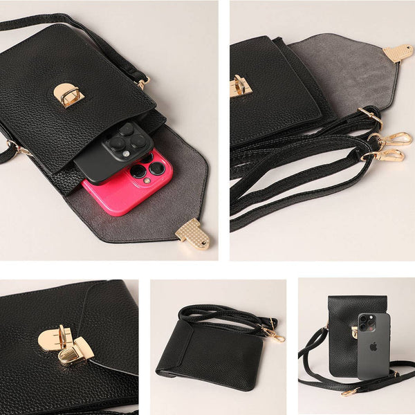 Cell Phone Holder Crossbody Bag: in Black-MODE-Couture-Boutique-Womens-Clothing