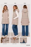 PUMPKIN SPICE & EVERYTHING NICE HOODED PUFFER VEST IN KHAKI
