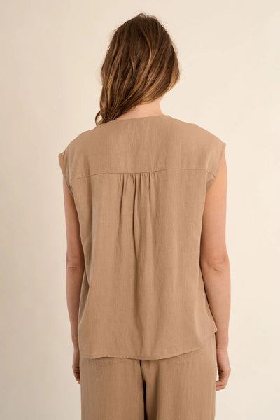 SANDSTONE BREEZE BLOUSE TOP IN BEIGE-CARDIGAN-MODE-Couture-Boutique-Womens-Clothing