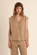 SANDSTONE BREEZE BLOUSE TOP IN BEIGE-CARDIGAN-MODE-Couture-Boutique-Womens-Clothing