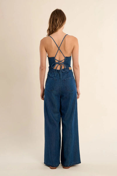 BREAKAWAY JUMPSUIT IN DENIM BLUE-JUMPSUIT-MODE-Couture-Boutique-Womens-Clothing