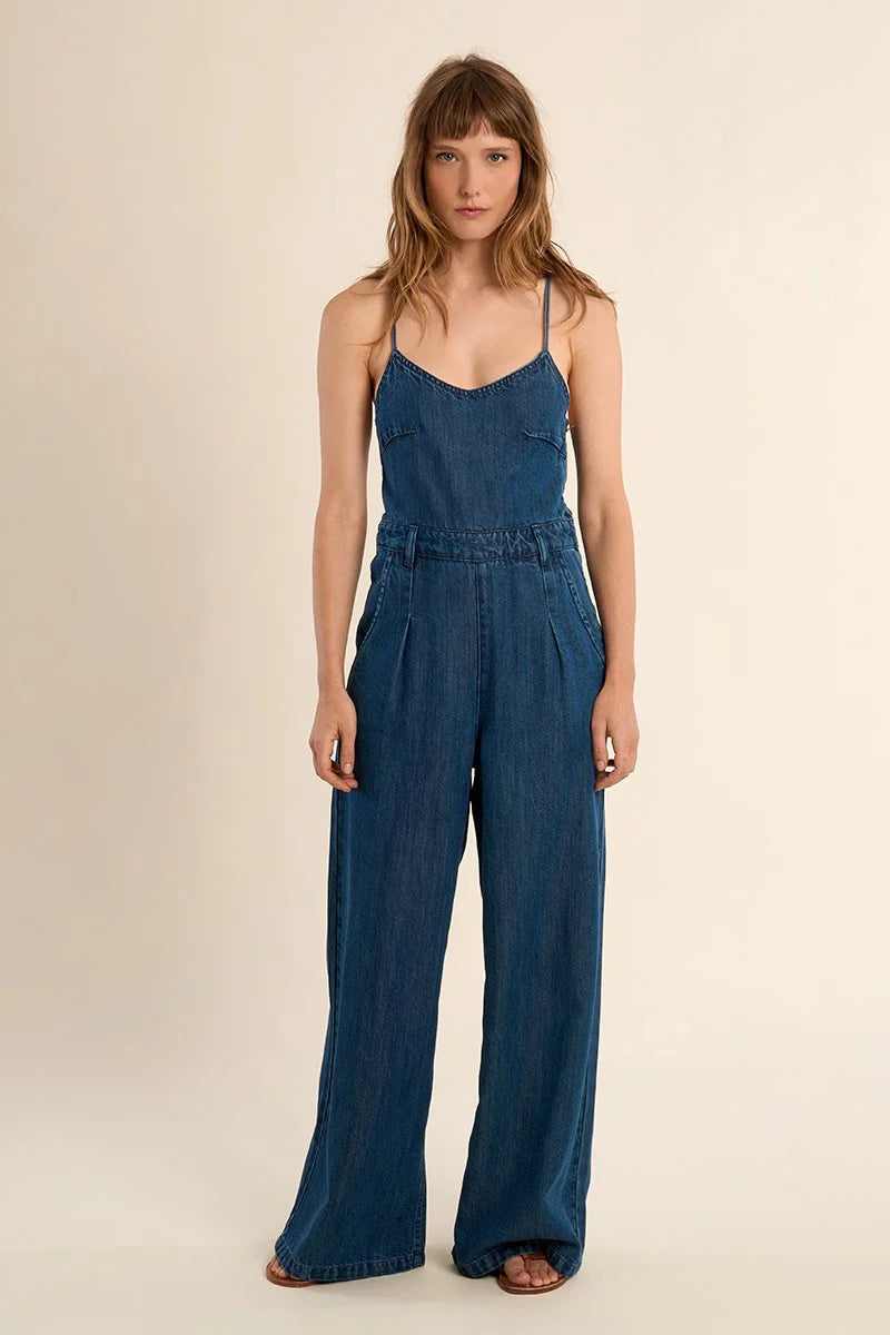 BREAKAWAY JUMPSUIT IN DENIM BLUE-JUMPSUIT-MODE-Couture-Boutique-Womens-Clothing