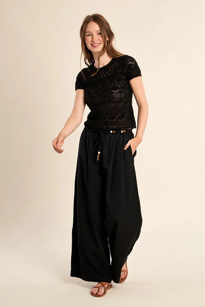 CHANDLER SHORTSLEEVE KNIT CARDIGAN IN BLACK-KNIT TOP-MODE-Couture-Boutique-Womens-Clothing