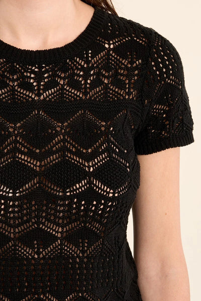 CHANDLER SHORTSLEEVE KNIT CARDIGAN IN BLACK-KNIT TOP-MODE-Couture-Boutique-Womens-Clothing