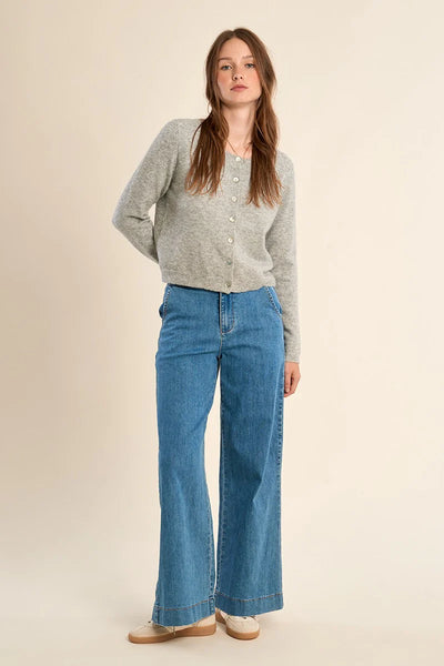 CLOUDLIGHT KNITTED CARDIGAN IN HEATHER GRAY-CARDIGAN-MODE-Couture-Boutique-Womens-Clothing