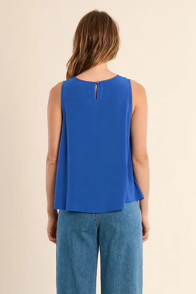 TO FREEDOM CREW NECK TANK TOP IN COBALT BLUE-tank top-MODE-Couture-Boutique-Womens-Clothing