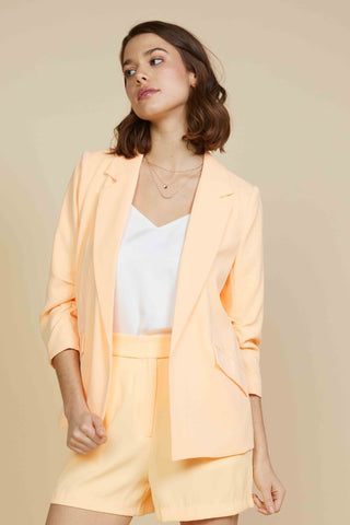 SKIES ARE BLUE 3/4 SLEEVE POWER BLAZER IN CANTALOUPE-BLAZERS-MODE-Couture-Boutique-Womens-Clothing