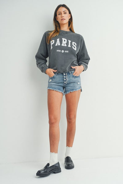 JUST USA VENTURE BUTTON DOWN SHORT IN MEDIUM WASH-SHORTS-MODE-Couture-Boutique-Womens-Clothing