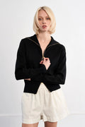 CITY EASE ZIP KNIT IN BLACK-CARDIGAN-MODE-Couture-Boutique-Womens-Clothing