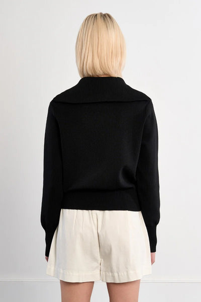 CITY EASE ZIP KNIT IN BLACK-CARDIGAN-MODE-Couture-Boutique-Womens-Clothing