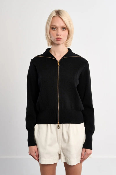 CITY EASE ZIP KNIT IN BLACK-CARDIGAN-MODE-Couture-Boutique-Womens-Clothing