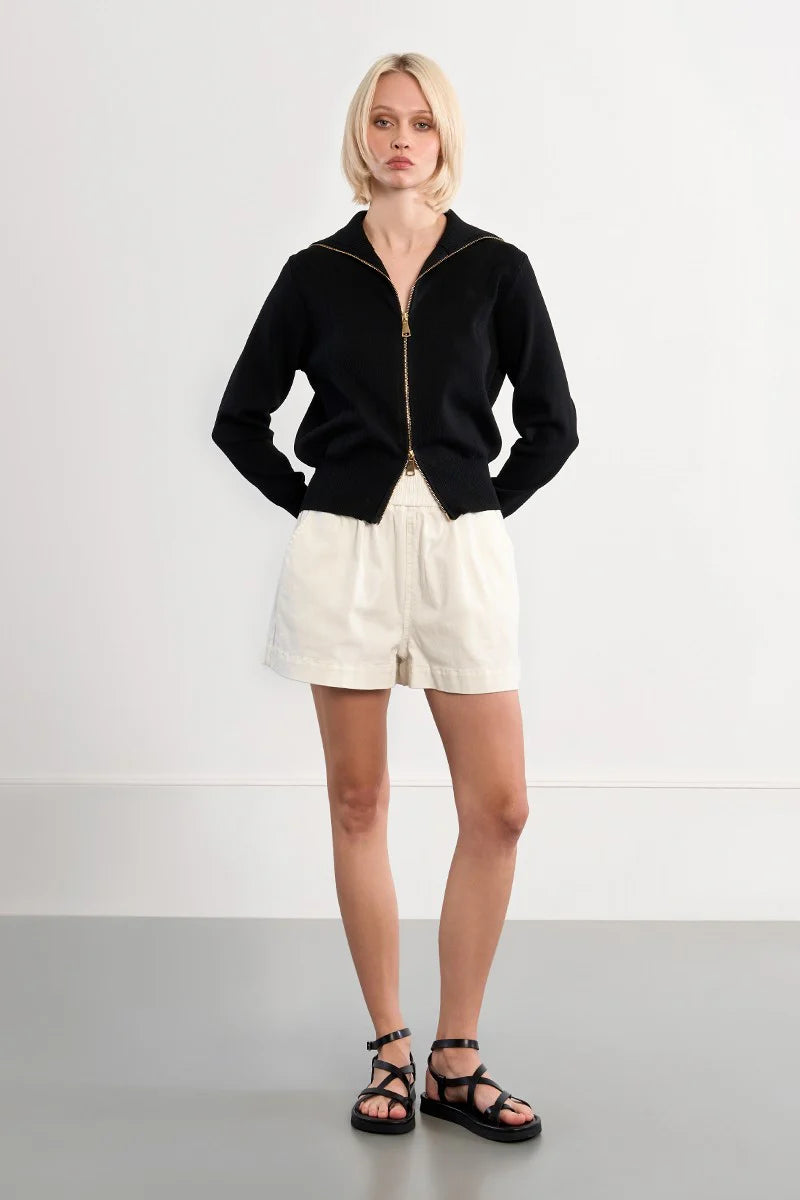 CITY EASE ZIP KNIT IN BLACK-CARDIGAN-MODE-Couture-Boutique-Womens-Clothing