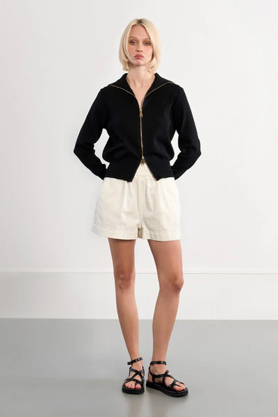 CITY EASE ZIP KNIT IN BLACK-CARDIGAN-MODE-Couture-Boutique-Womens-Clothing