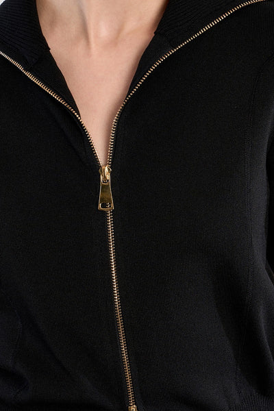 CITY EASE ZIP KNIT IN BLACK-CARDIGAN-MODE-Couture-Boutique-Womens-Clothing