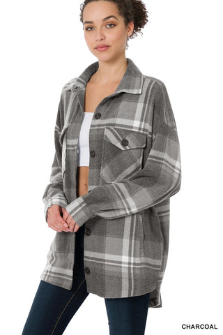 Plaid Shacket With Pockets-MODE-Couture-Boutique-Womens-Clothing