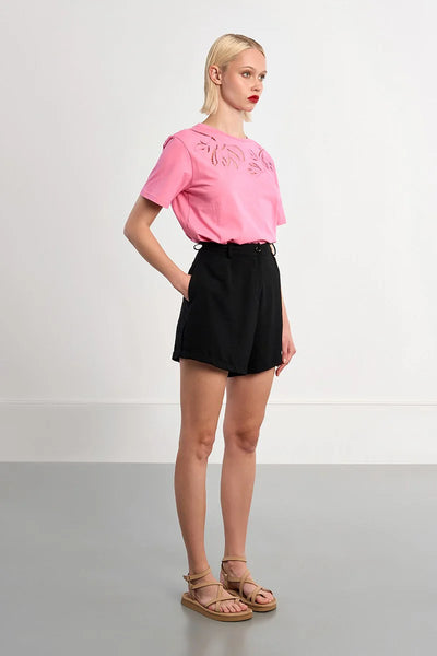 MONICA HIGH WAISTED SHORTS IN BLACK-TROUSER SHORTS-MODE-Couture-Boutique-Womens-Clothing