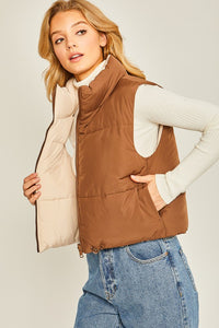 SLOPE BABE SOLID REVERSIBLE VEST IN COCOA-MODE-Couture-Boutique-Womens-Clothing