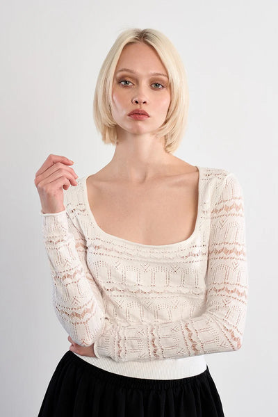 SIDE EYES SQUARE NECK KNIT TOP IN WHITE-Tops-MODE-Couture-Boutique-Womens-Clothing