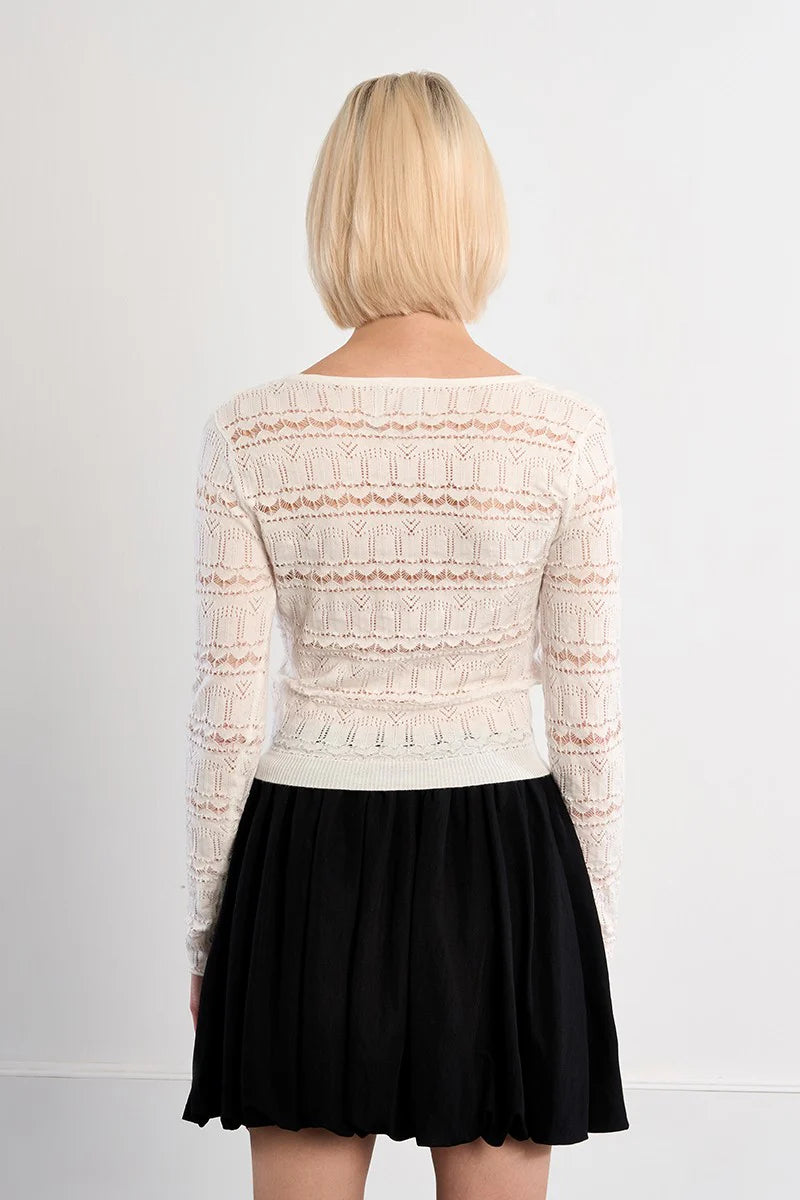 SIDE EYES SQUARE NECK KNIT TOP IN WHITE-Tops-MODE-Couture-Boutique-Womens-Clothing