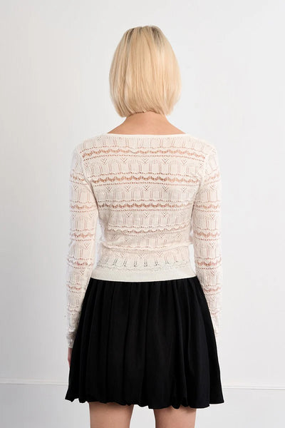 SIDE EYES SQUARE NECK KNIT TOP IN WHITE-Tops-MODE-Couture-Boutique-Womens-Clothing