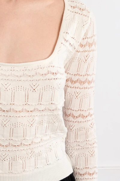 SIDE EYES SQUARE NECK KNIT TOP IN WHITE-Tops-MODE-Couture-Boutique-Womens-Clothing