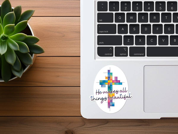 He Makes All Things Beautiful | Christian Sticker | Cross-MODE-Couture-Boutique-Womens-Clothing
