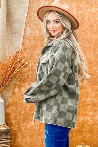 ASPEN BOUND CHECKERBOARD JACKET IN OLIVE-MODE-Couture-Boutique-Womens-Clothing