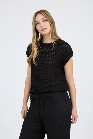 LENNOX CROCHET SWEATER TOP IN BLACK-Tops-MODE-Couture-Boutique-Womens-Clothing