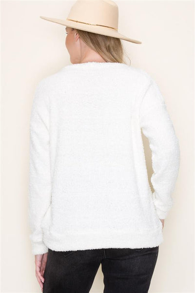 SHIRA CREW NECK KNIT TOP IN CREAM-Tops-MODE-Couture-Boutique-Womens-Clothing