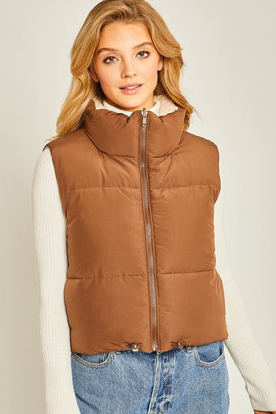SLOPE BABE SOLID REVERSIBLE VEST IN COCOA-MODE-Couture-Boutique-Womens-Clothing