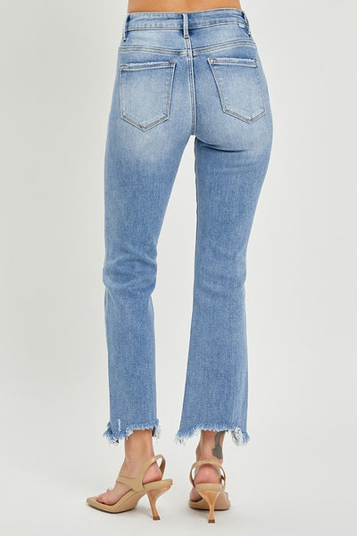 RISEN HIGH SLIM STRAIGHT JEANS IN MEDIUM DENIM-MODE-Couture-Boutique-Womens-Clothing