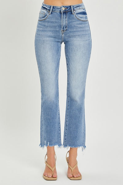 RISEN HIGH SLIM STRAIGHT JEANS IN MEDIUM DENIM-MODE-Couture-Boutique-Womens-Clothing