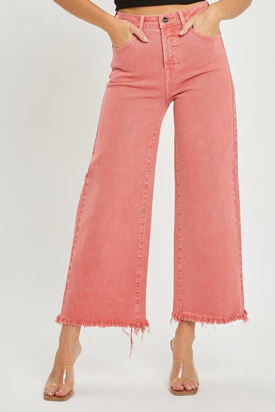 RISEN HIGH RISE TUMMY CONTROL WIDE LEG JEANS IN PEACH BLOSSOM-Jeans-MODE-Couture-Boutique-Womens-Clothing